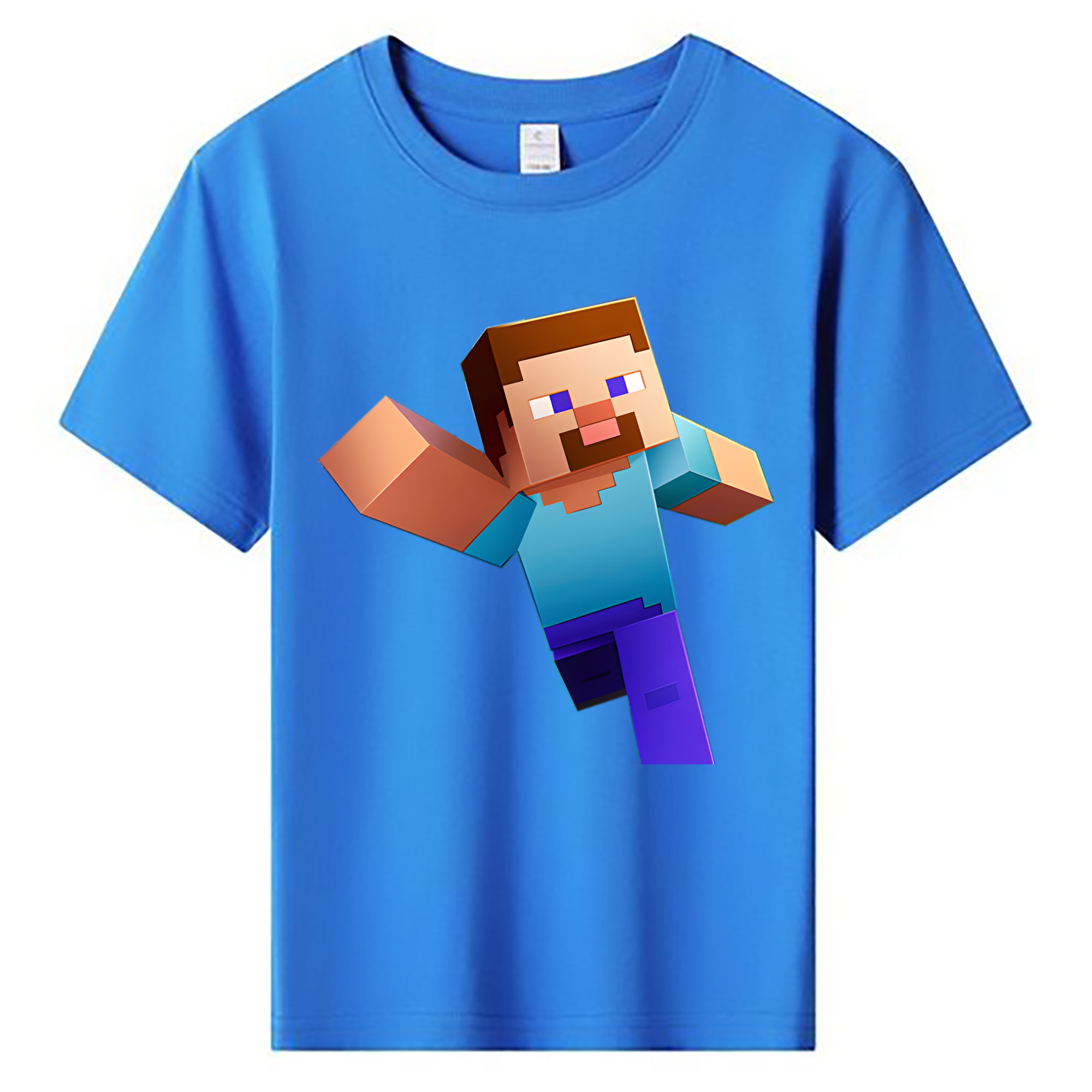 （画像用） マインクラフト ブロックの世界 Minecraft MC Block world 綿100％キッズTシャツ（フロントプリント）